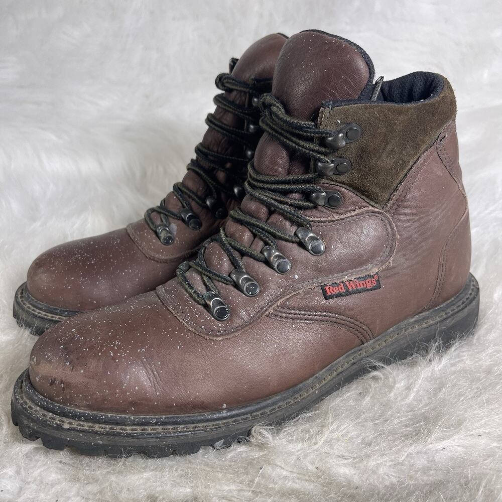 Red Wing Irish Setter Vintage Brown Leather Boots Vibram Lug Sole 8B